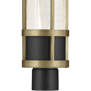 Kichler Camillo 22in 1-Light Post Light | Industrial Textured Black and Clear Seeded Glass | Outdoor Entryway | 6 x 22 in | Model 59142BKT