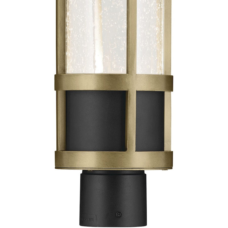 Kichler Camillo 22in 1-Light Post Light | Industrial Textured Black and Clear Seeded Glass | Outdoor Entryway | 6 x 22 in | Model 59142BKT