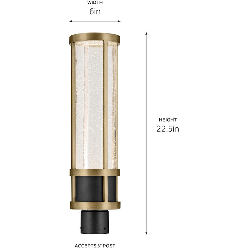 Kichler Camillo 22in 1-Light Post Light | Industrial Textured Black and Clear Seeded Glass | Outdoor Entryway | 6 x 22 in | Model 59142BKT