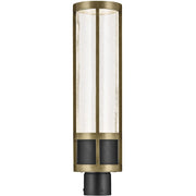 Kichler Camillo 22in 1-Light Post Light | Industrial Textured Black and Clear Seeded Glass | Outdoor Entryway | 6 x 22 in | Model 59142BKT