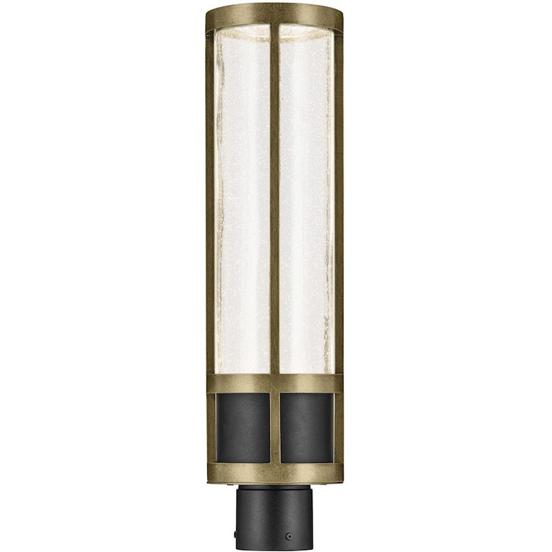 Kichler Camillo 22in 1-Light Post Light | Industrial Textured Black and Clear Seeded Glass | Outdoor Entryway | 6 x 22 in | Model 59142BKT