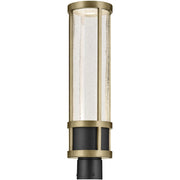 Kichler Camillo 22in 1-Light Post Light | Industrial Textured Black and Clear Seeded Glass | Outdoor Entryway | 6 x 22 in | Model 59142BKT