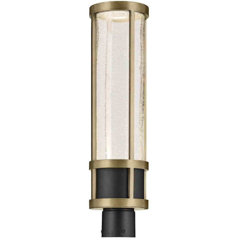 Kichler Camillo 22in 1-Light Post Light | Industrial Textured Black and Clear Seeded Glass | Outdoor Entryway | 6 x 22 in | Model 59142BKT