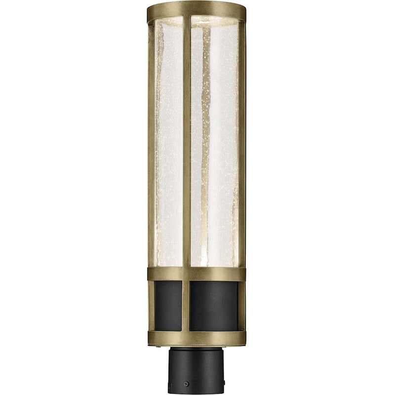Kichler Camillo 22in 1-Light Post Light | Industrial Textured Black and Clear Seeded Glass | Outdoor Entryway | 6 x 22 in | Model 59142BKT
