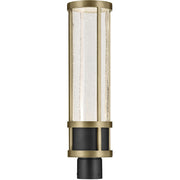 Kichler Camillo 22in 1-Light Post Light | Industrial Textured Black and Clear Seeded Glass | Outdoor Entryway | 6 x 22 in | Model 59142BKT