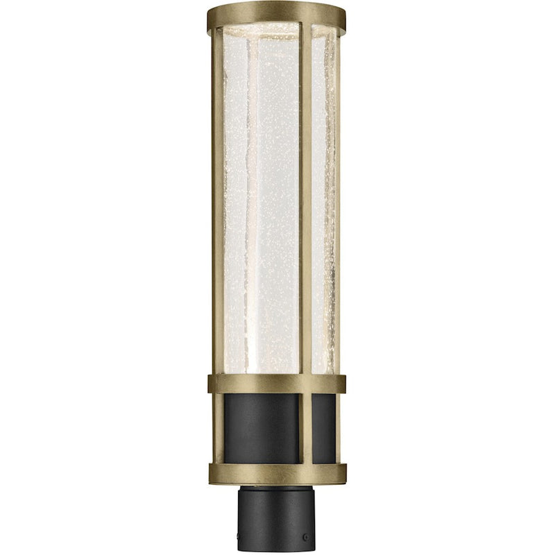Kichler Camillo 22in 1-Light Post Light | Industrial Textured Black and Clear Seeded Glass | Outdoor Entryway | 6 x 22 in | Model 59142BKT
