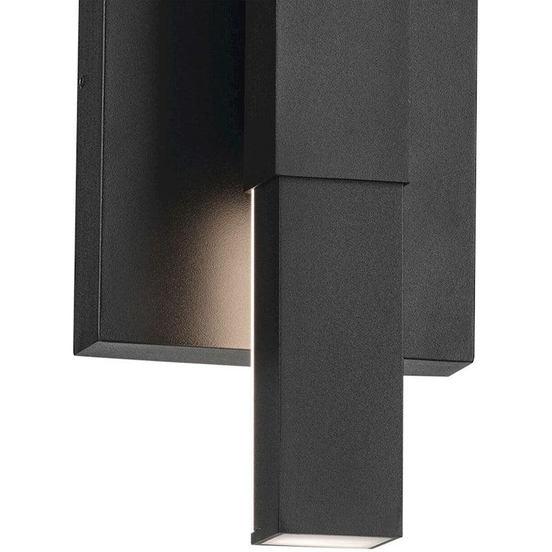 Kichler Nocar 5in 1-Light Outdoor Wall Sconce | Modern Textured Black and Clear Acrylic | Covered Patios | 5 x 16 in | Model 59143BKT