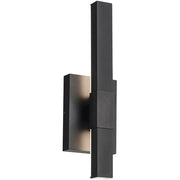 Kichler Nocar 5in 1-Light Outdoor Wall Sconce | Modern Textured Black and Clear Acrylic | Covered Patios | 5 x 16 in | Model 59143BKT