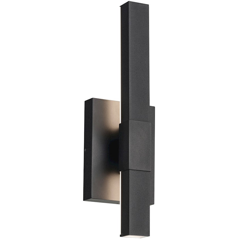 Kichler Nocar 5in 1-Light Outdoor Wall Sconce | Modern Textured Black and Clear Acrylic | Covered Patios | 5 x 16 in | Model 59143BKT