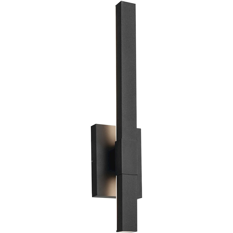 Kichler Nocar 22in 1-Light Outdoor Wall Light | Modern Textured Black Aluminum with Clear Acrylic | Covered Patio & Entryway | Model 59144BKT