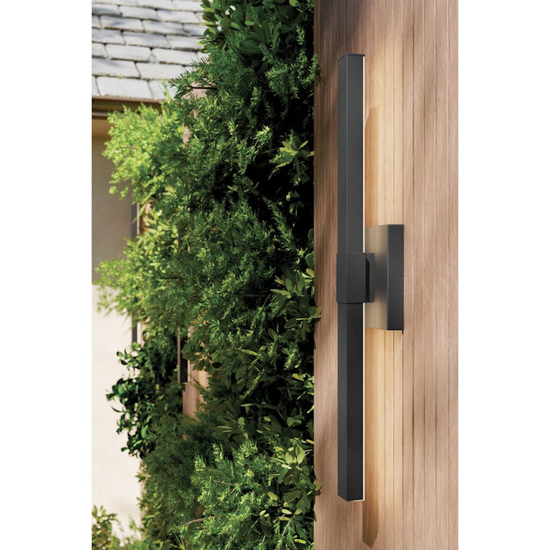 Kichler Nocar 30in 1-Light Outdoor Wall Light | Modern Textured Black Aluminum and Clear Acrylic | Entryway & Patio | 5 x 30 x 3.5 in | Model 59145BKT