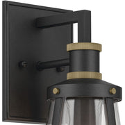 Kichler Talman 1-Light Outdoor Wall Sconce | Industrial Textured Black and Clear Glass | Covered Patios & Entryways | 7 x 13 in | Model 59146BKT