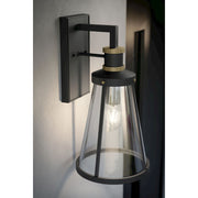 Kichler Talman 18in 1-Light Outdoor Wall Light | Industrial Textured Black and Clear Glass | Covered Patio & Entryway | Model 59147BKT