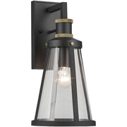 Kichler Talman 18in 1-Light Outdoor Wall Light | Industrial Textured Black and Clear Glass | Covered Patio & Entryway | Model 59147BKT