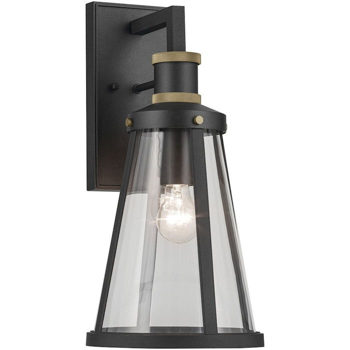 Kichler Talman 1 Light Outdoor Wall Light, Medium, Black/Clear
