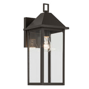 Kichler Prin 6.75in 1-Light Outdoor Wall Sconce | Traditional Olde Bronze and Clear Glass | Entryway & Porch | 6.75 x 8.25 x 16.75 in | Model 59158OZ