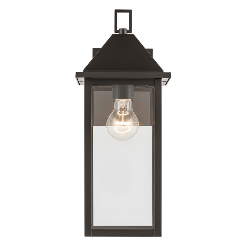 Kichler Prin 6.75in 1-Light Outdoor Wall Sconce | Traditional Olde Bronze and Clear Glass | Entryway & Porch | 6.75 x 8.25 x 16.75 in | Model 59158OZ