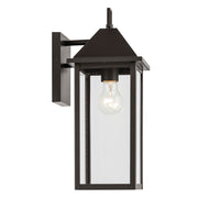 Kichler Prin 6.75in 1-Light Outdoor Wall Sconce | Traditional Olde Bronze and Clear Glass | Entryway & Porch | 6.75 x 8.25 x 16.75 in | Model 59158OZ