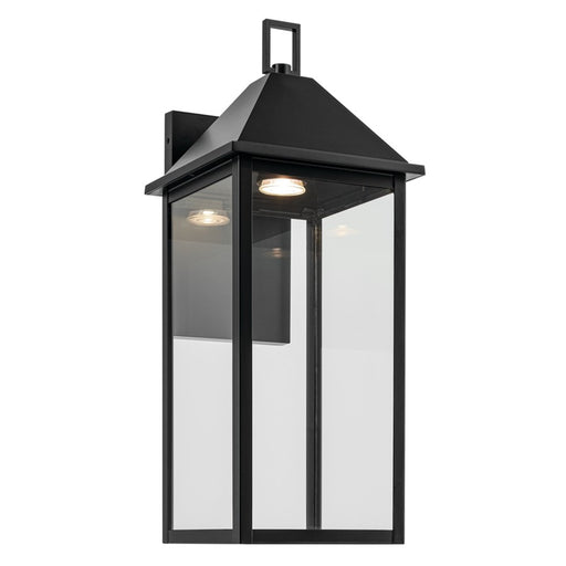 Kichler Prin 22in 1-Light Outdoor Wall Sconce | Traditional Black and Clear Glass | Front Door & Porch | 9 x 22 x 10 in | Model 59159BKDS