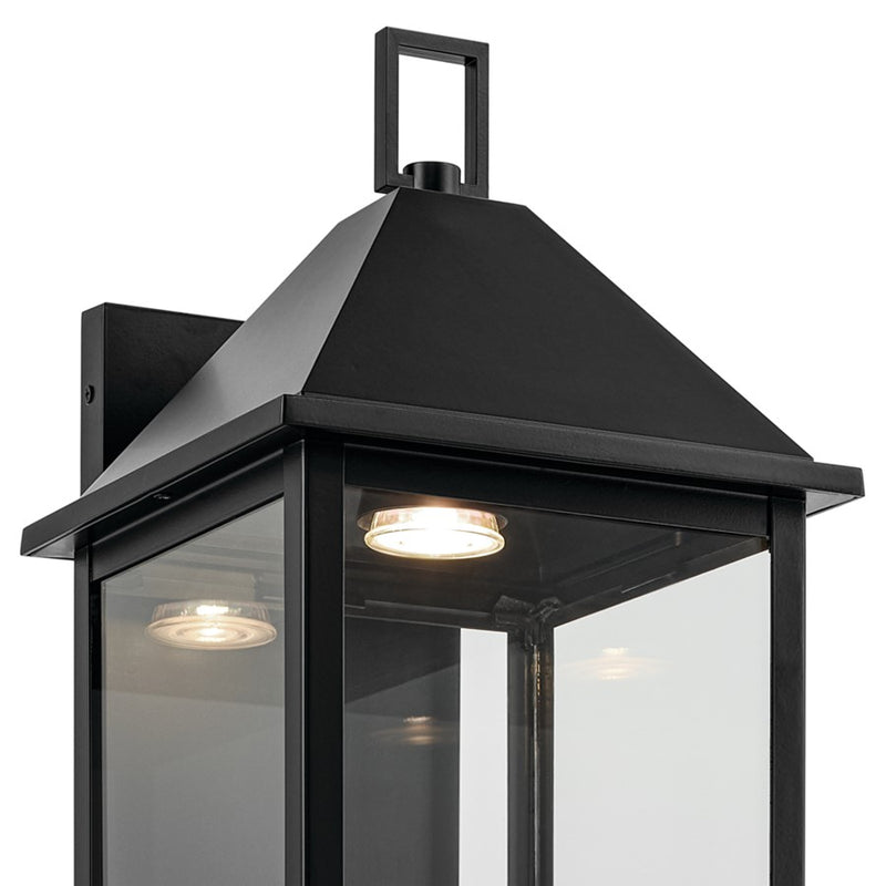 Kichler Prin 22in 1-Light Outdoor Wall Sconce | Traditional Black and Clear Glass | Front Door & Porch | 9 x 22 x 10 in | Model 59159BKDS
