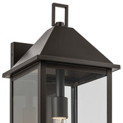 Kichler Prin 22in 1-Light Outdoor Wall Sconce | Traditional Olde Bronze Aluminum and Clear Glass | Front Door & Covered Patio | Model 59159OZ