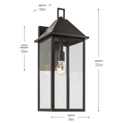 Kichler Prin 22in 1-Light Outdoor Wall Sconce | Traditional Olde Bronze Aluminum and Clear Glass | Front Door & Covered Patio | Model 59159OZ
