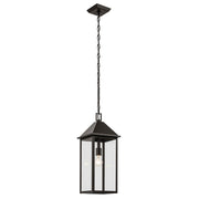Kichler Prin 22in 1-Light Outdoor Pendant | Traditional Olde Bronze and Clear Glass | Covered Porch & Entryway | 9 x 9 x 22 in | Model 59160OZ