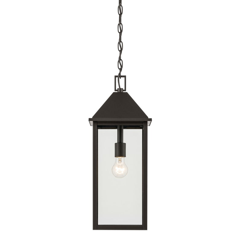 Kichler Prin 22in 1-Light Outdoor Pendant | Traditional Olde Bronze and Clear Glass | Covered Porch & Entryway | 9 x 9 x 22 in | Model 59160OZ