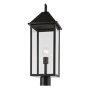 Kichler Prin 25in 1-Light Outdoor Post Light | Traditional Black and Clear Glass | Walkway & Driveway | 9 x 9 x 25 in | Model 59161BK