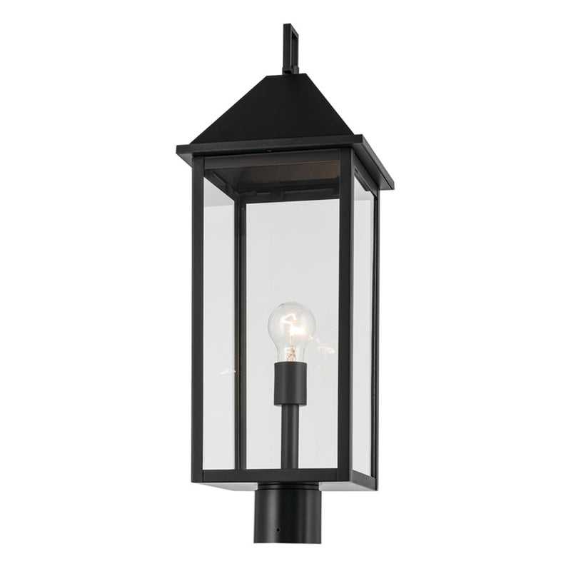 Kichler Prin 25in 1-Light Outdoor Post Light | Traditional Black and Clear Glass | Walkway & Driveway | 9 x 9 x 25 in | Model 59161BK