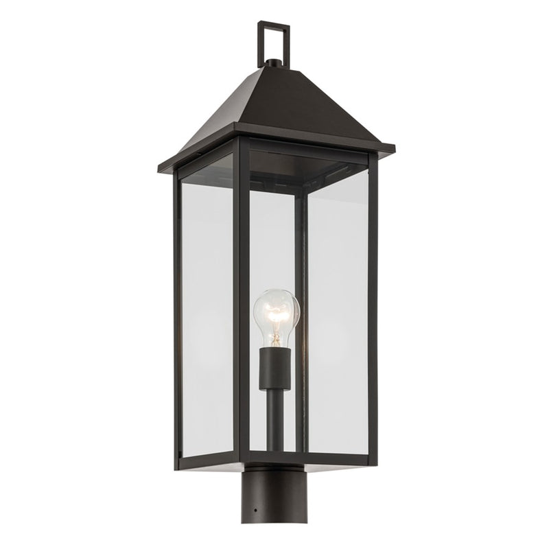 Kichler Prin 9in 1-Light 25in Outdoor Post Light | Traditional Olde Bronze and Clear Glass | Walkway & Driveway | 25in H | Model 59161OZ