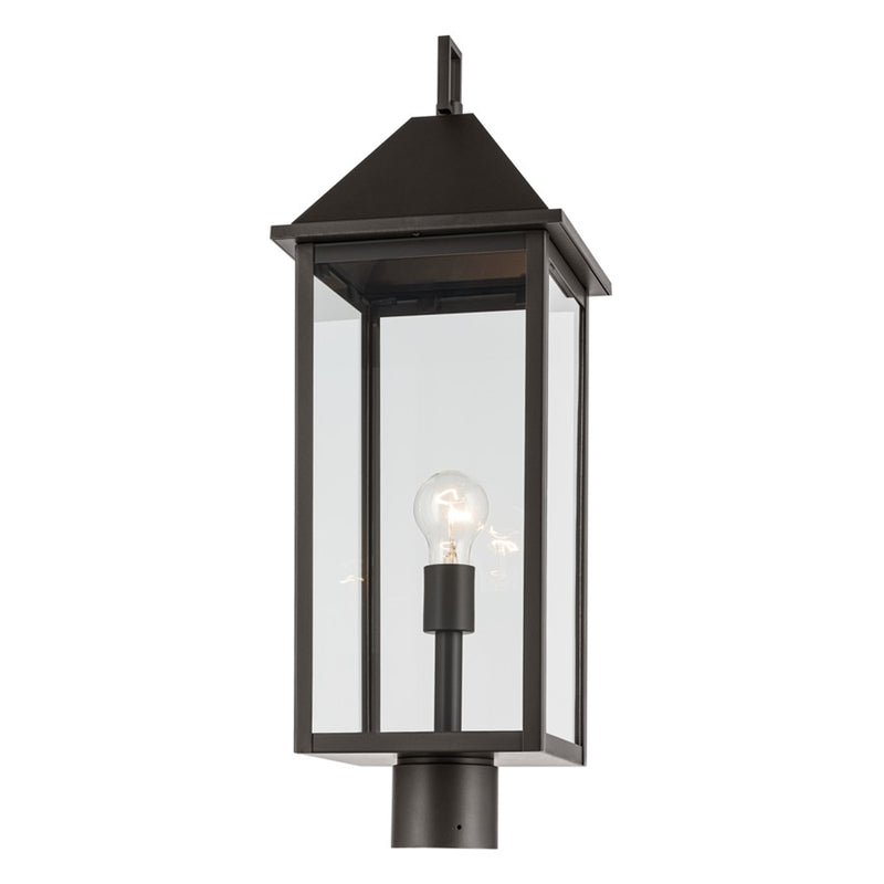 Kichler Prin 9in 1-Light 25in Outdoor Post Light | Traditional Olde Bronze and Clear Glass | Walkway & Driveway | 25in H | Model 59161OZ