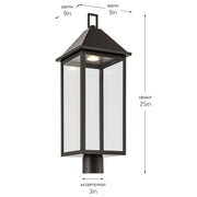 Kichler Prin 9in 1-Light Post Light | Traditional Olde Bronze Aluminum and Clear Glass | Walkway & Driveway | Model 59161OZDS