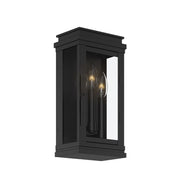 Kichler Lundon 13in 3-Light Outdoor Wall Sconce | Traditional Black and Clear Glass | Covered Patio & Entryway | 6.5 x 13 in | Model 59162BK