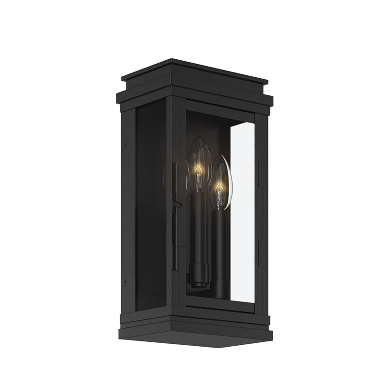 Kichler Lundon 13in 3-Light Outdoor Wall Sconce | Traditional Black and Clear Glass | Covered Patio & Entryway | 6.5 x 13 in | Model 59162BK