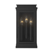 Kichler Lundon 13in 3-Light Outdoor Wall Sconce | Traditional Black and Clear Glass | Covered Patio & Entryway | 6.5 x 13 in | Model 59162BK