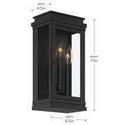 Kichler Lundon 13in 3-Light Outdoor Wall Sconce | Traditional Black and Clear Glass | Covered Patio & Entryway | 6.5 x 13 in | Model 59162BK