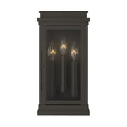 Kichler Lundon 13in 3-Light Outdoor Wall Sconce | Traditional Olde Bronze and Clear Glass | Covered Patio & Entryway | 6.5 x 13 in | Model 59162OZ