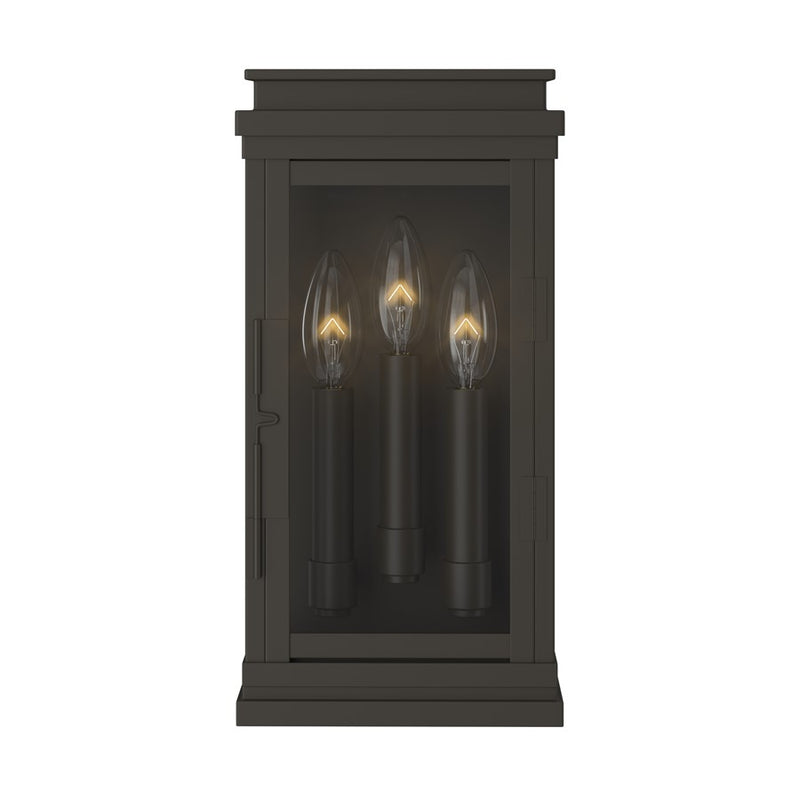 Kichler Lundon 13in 3-Light Outdoor Wall Sconce | Traditional Olde Bronze and Clear Glass | Covered Patio & Entryway | 6.5 x 13 in | Model 59162OZ