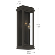 Kichler Lundon 17.5in 3-Light Outdoor Wall Sconce | Traditional Olde Bronze and Clear Glass | Porch & Entryway | 6.5 x 17.5 in | Model 59163OZ