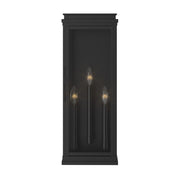 Kichler Lundon 22in 3-Light Outdoor Wall Sconce | Traditional Black and Clear Glass | Porch & Entryway | 8.25 x 22 in | Model 59164BK