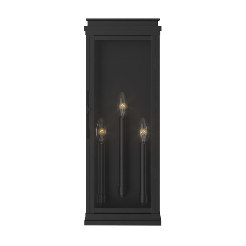 Kichler Lundon 22in 3-Light Outdoor Wall Sconce | Traditional Black and Clear Glass | Porch & Entryway | 8.25 x 22 in | Model 59164BK