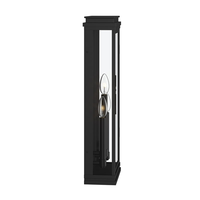 Kichler Lundon 22in 3-Light Outdoor Wall Sconce | Traditional Black and Clear Glass | Porch & Entryway | 8.25 x 22 in | Model 59164BK