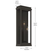 Kichler Lundon 22in 3-Light Outdoor Wall Sconce | Traditional Olde Bronze and Clear Glass | Porch & Entryway | 8.25 x 22 in | Model 59164OZ