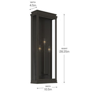 Kichler Lundon 28in 3-Light Outdoor Wall Light | Traditional Olde Bronze Aluminum | Porch & Patio Wet Location | 10.5 x 28.25 in | Model 59165OZ