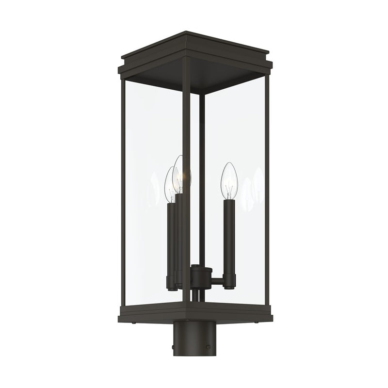 Kichler Lundon 22.75in 3-Light Outdoor Post Light | Traditional Olde Bronze and Clear Glass | Driveway & Entryway | Model 59166OZ