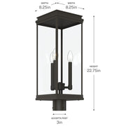 Kichler Lundon 22.75in 3-Light Outdoor Post Light | Traditional Olde Bronze and Clear Glass | Driveway & Entryway | Model 59166OZ