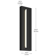 Kichler Arik 18.5in 1-Light Outdoor Wall Sconce | Modern Black Aluminum with Glass Shade | Entryway & Patio | 5.5 x 18.5 in | Model 59169BKLED
