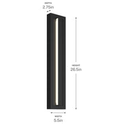 Kichler Arik 26.5in 1-Light LED Wall Light | Modern Black Aluminum | Entryway & Patio | 5.5 x 26.5 x 2.75 in | Model 59170BKLED