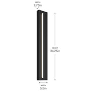 Kichler Arik 34in 1-Light LED Wall Light | Modern Black Aluminum | Porch & Patio Entryway | 900 Lumens 3000K | Model 59171BKLED